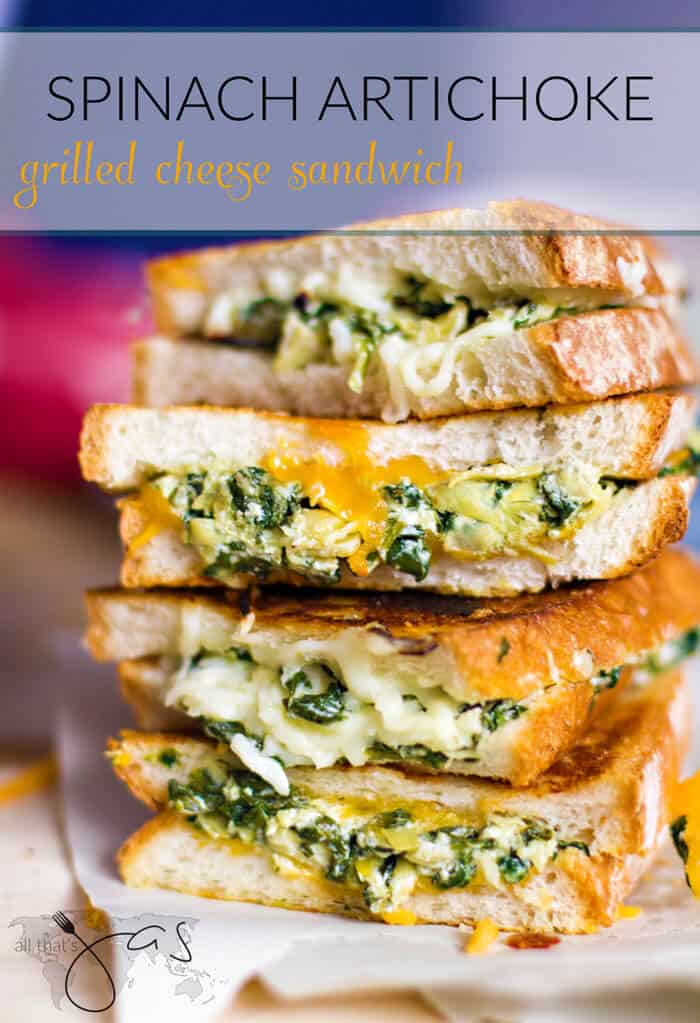 spinach artichoke grilled cheese sandwich - All that's Jas