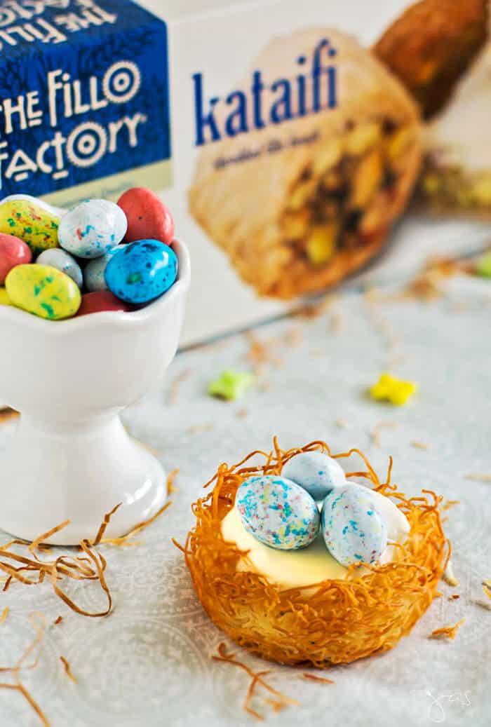 Easter treat - no bake cheesecake kataifi nests