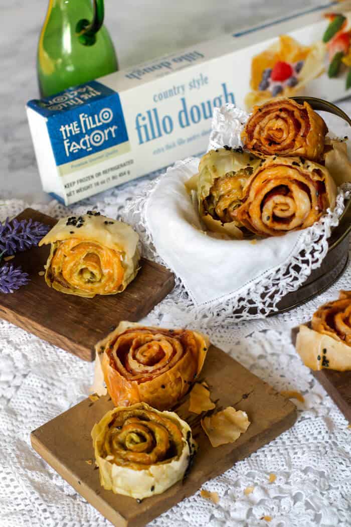 Fillo Factory filo dough and ham or turkey cheese filling twice baked