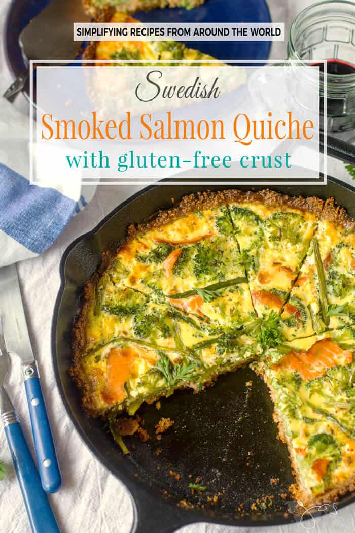 Swedish Smoked Salmon Quiche with gluten-free crust