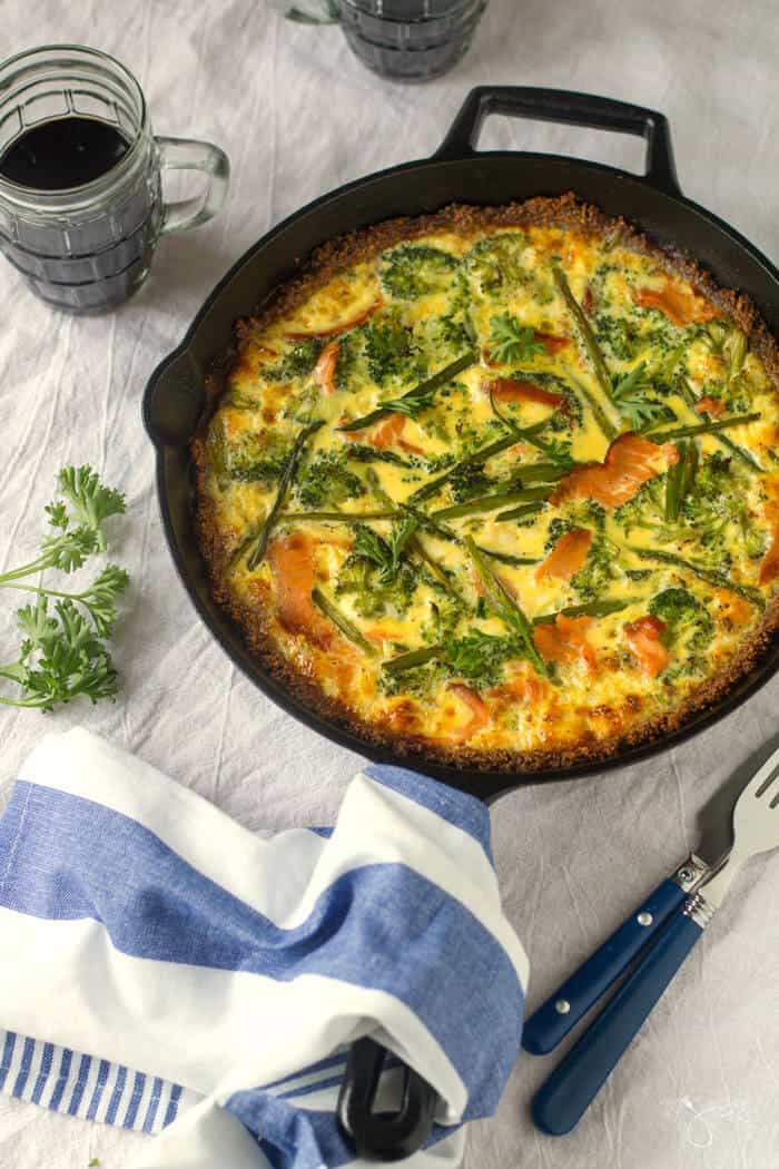Swedish Smoked Salmon Quiche with almond meal crust