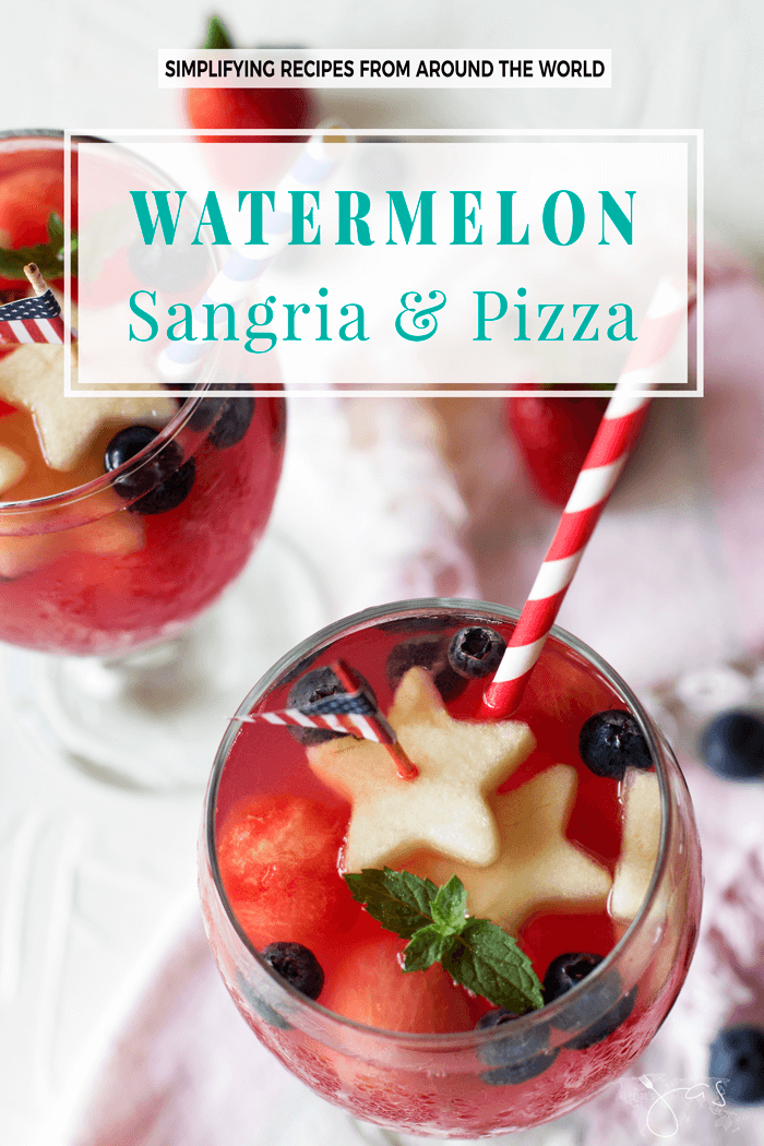 Glasses with Watermelon Sangria and fruit