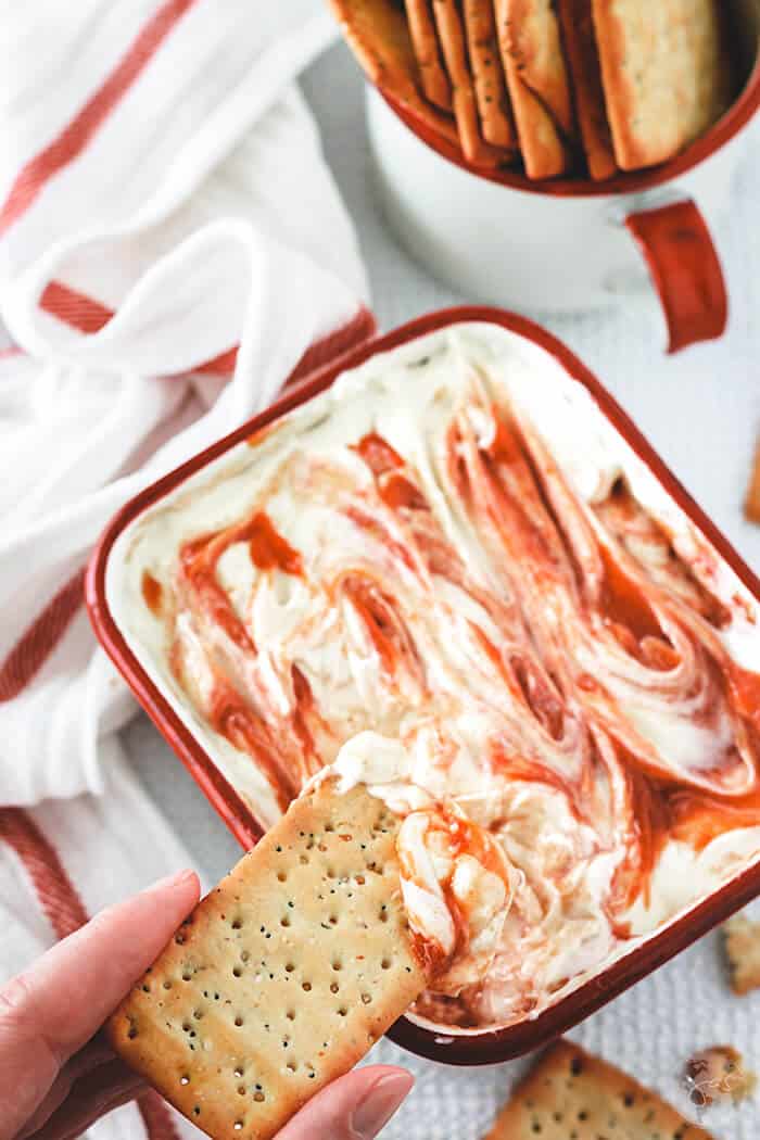A perfect sweet and savory combination, this guava dip is made with guava paste, cream cheese, sour cream, honey, and garlic