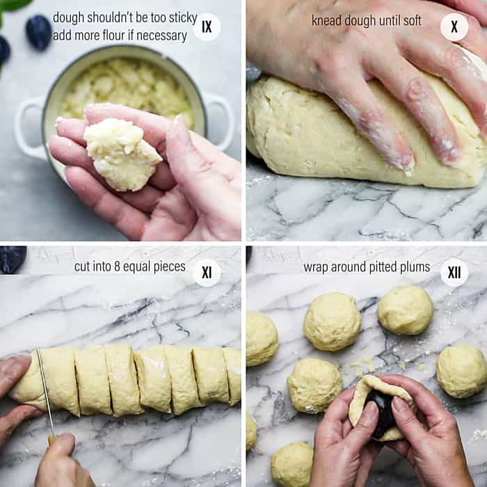 How to make potato plum dumplings - steps 9 to 12