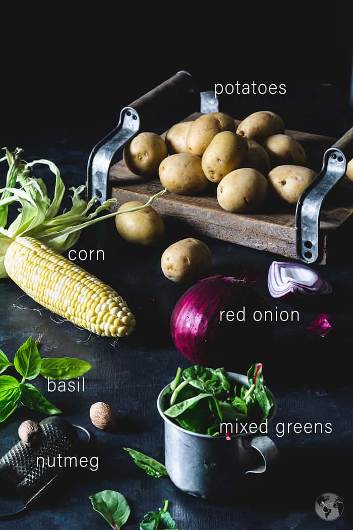 Ingredients for hot potato salad.