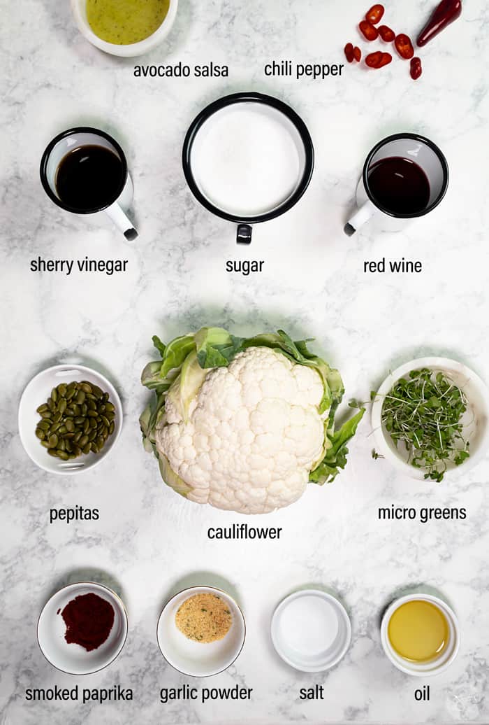 Ingredients for copycat roasted cauliflower recipe.